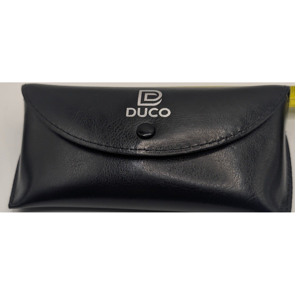 DUCO Sunglasses Case Black Faux Leather Snap Closure Protective Pouch